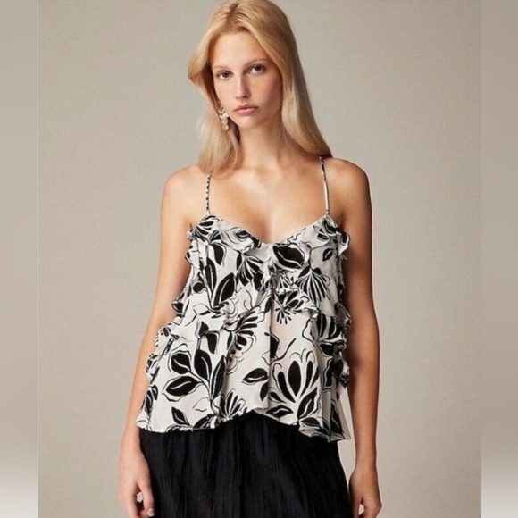 J Crew Drapey Ruffle Tank Top, S - Picture 1 of 7